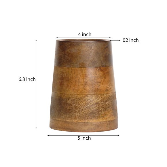 Oussum Cooking Kitchen Utensils Wood 6 Spoons Set Acacia Wooden Spoons & Holder - Picture 16 of 16